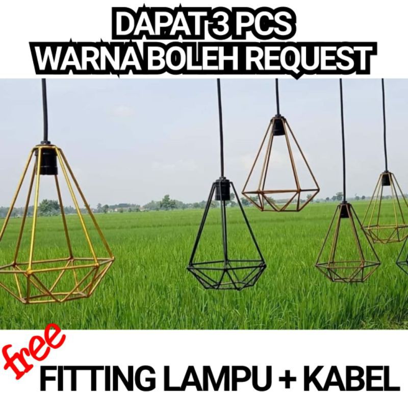 3pcs Kap lampu gantung diamond untuk dekorasi / cup lampu besi /cup lampu terarium / cup lampu murah