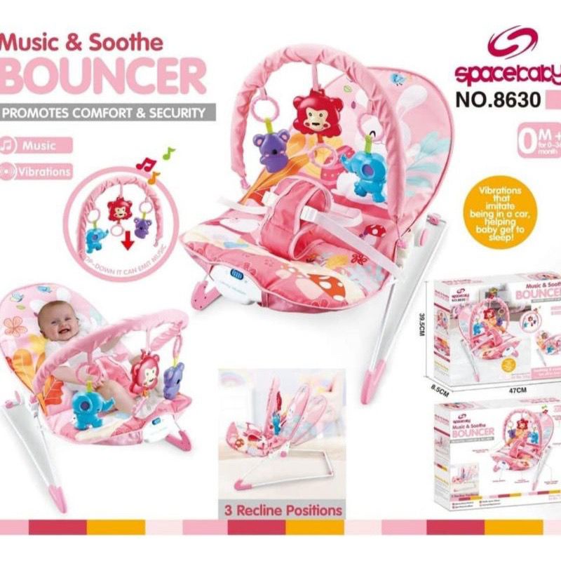 Bouncer Bayi Space Baby 10in1 Rocker ZX 1803 Space Baby SB 8630 SB 8610 / Mastela Prime Rocker 10in1 Baby Bouncer-SPACE 8630 - Pink