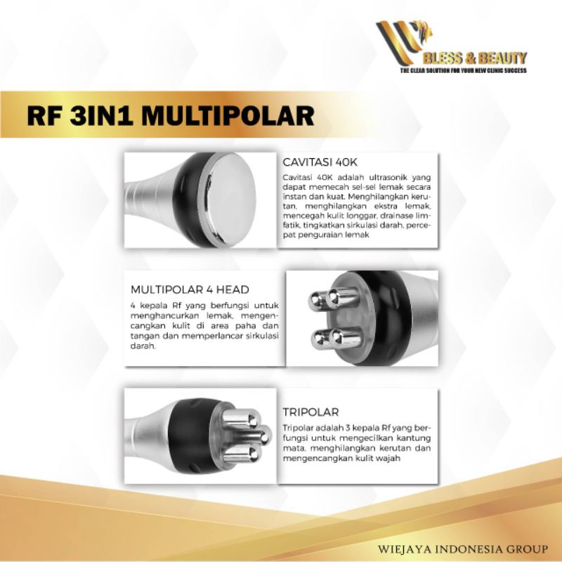 Alat Rf radio frekuensi Multipolar 3in1 Pelangsing Tubuh RF Frequency perawatan Wajah Original