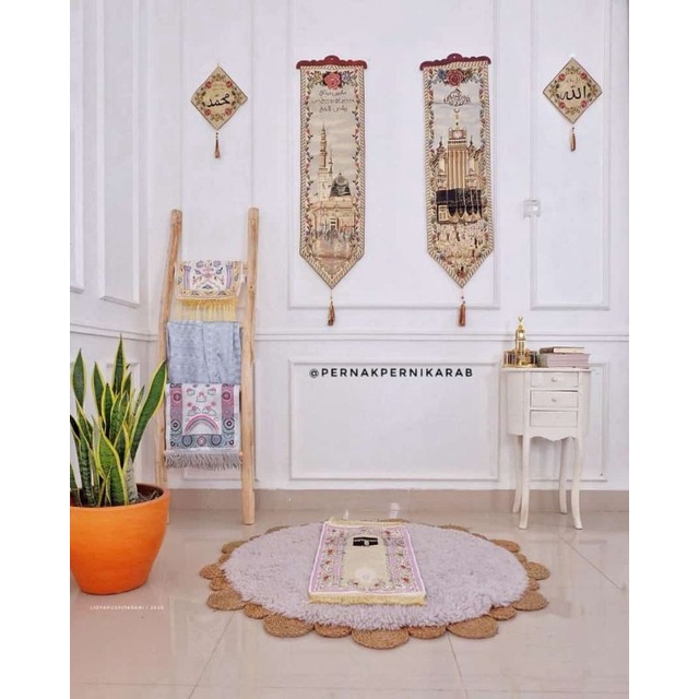 kaligrafi hiasan dinding Kiswah Ka'bah, Raudhah dan sepasang kiswah lafadz Allah dan Muhammad