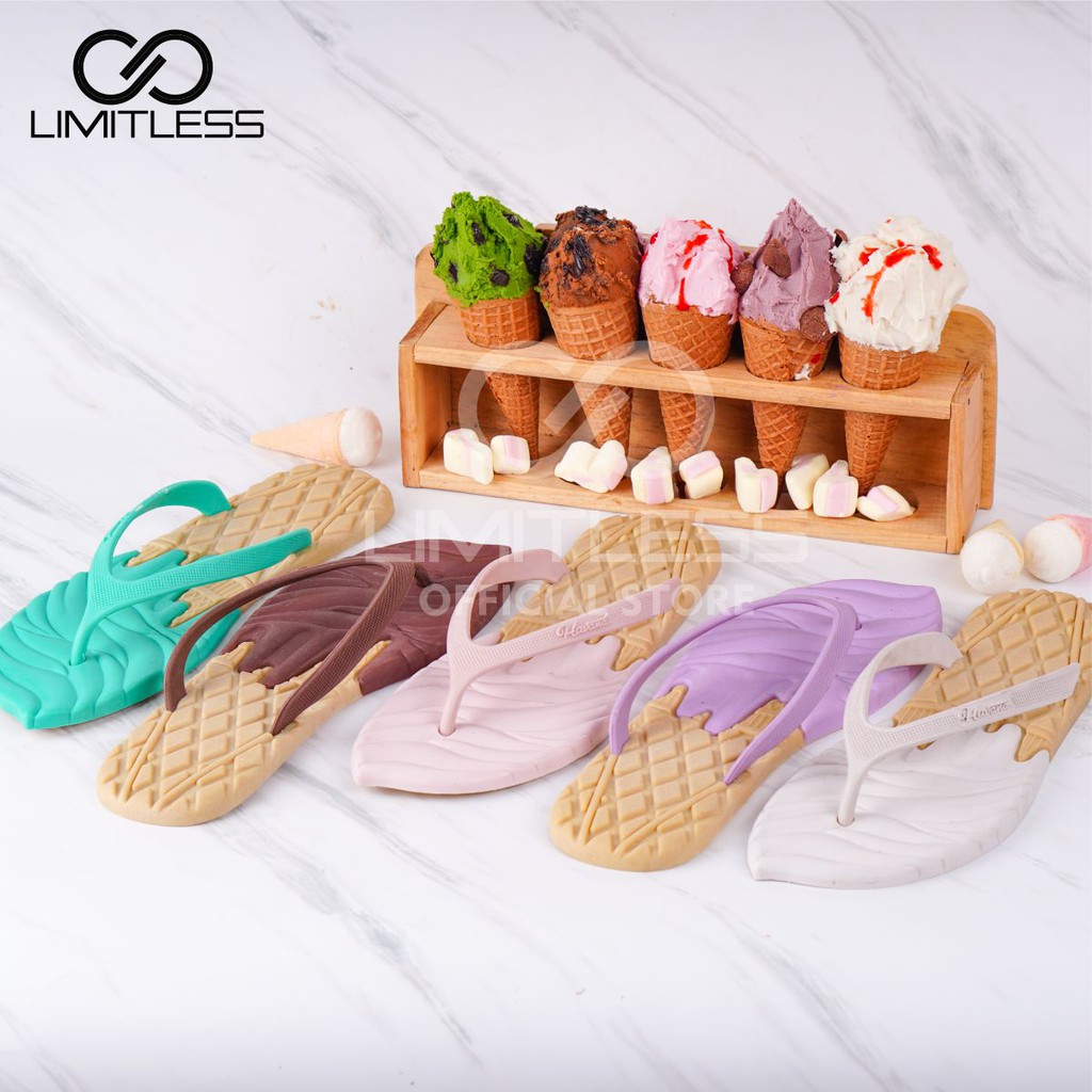 ICE CREAM Sendal Jepit Wanita Blackpink Sandal Slip On Wanita Slop Cewek Teplek Terbaru Import Korea