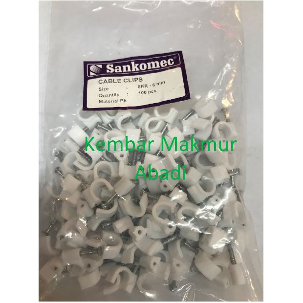 Klem Kabel 6mm Putih - Kabel Klem 6mm - Paku Klem Beton 6mm - Cable Clip 6 mm - Paku Beton 6mm