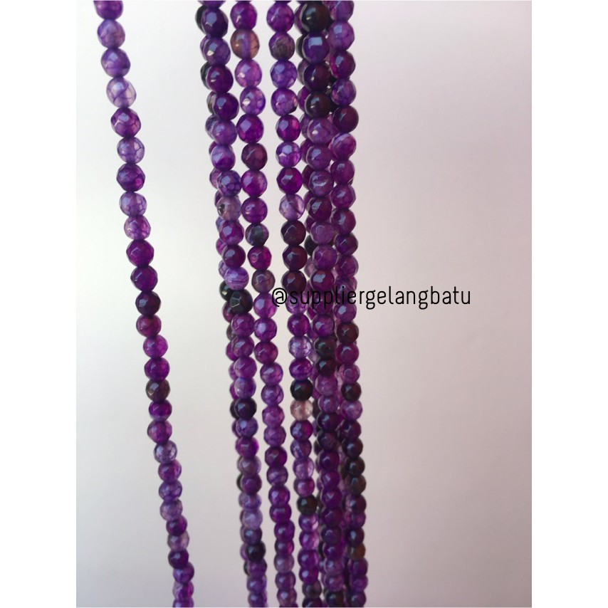 Batu kecubung serat FACET 4mm CUTTING purple amethyst bahan premium aksesoris craft grosir supplier