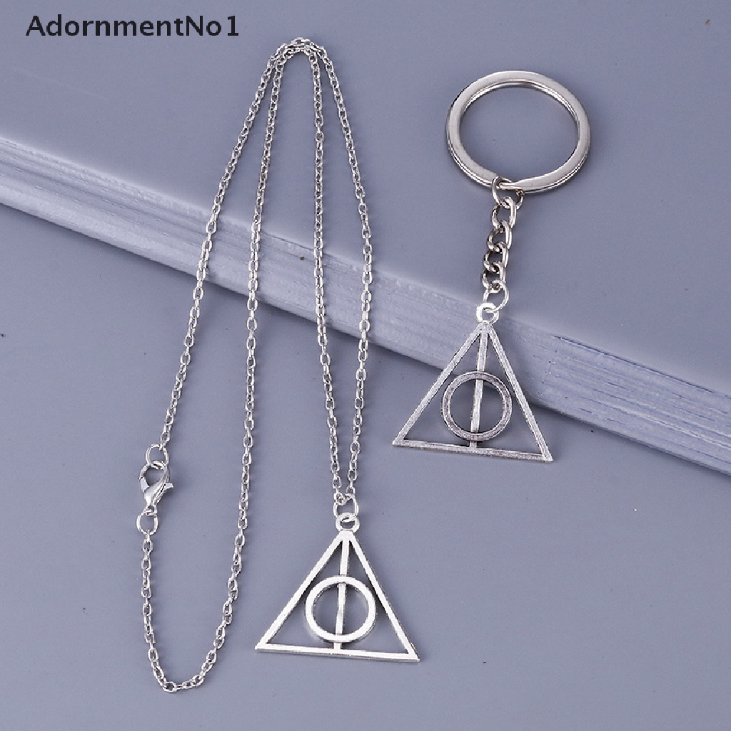 (AdornmentNo1) Kalung Rantai Dengan Liontin Segitiga Motif The Deathly Hallows Untuk Wanita