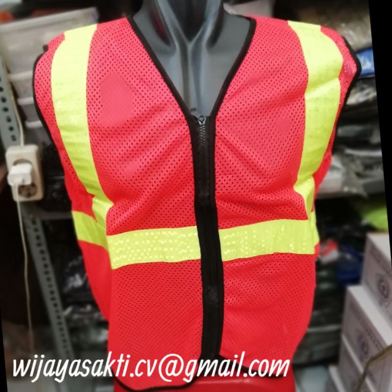 Rompi safety polyster orange safety vest proyek Rompi jaring Safety Polyester orange