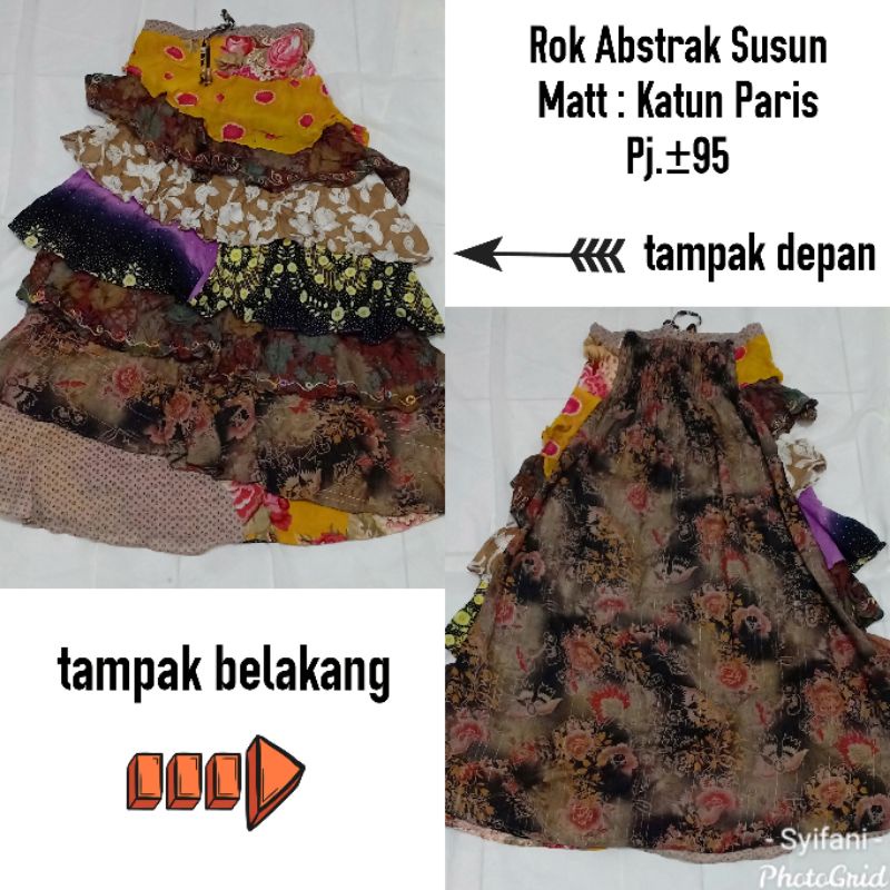 Rok Susun Miring/ Rok Motif Abstrak / Rok Katun