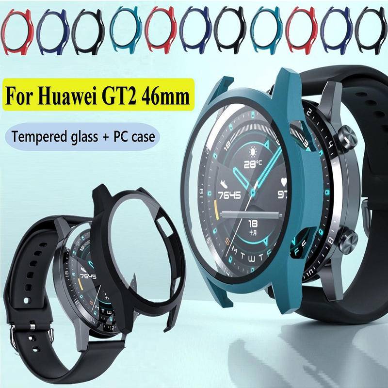 Pelindung Layar Tempered Glass Bumper Full Cover Untuk Huawei Watch 3 Pro 46mm / 48mm