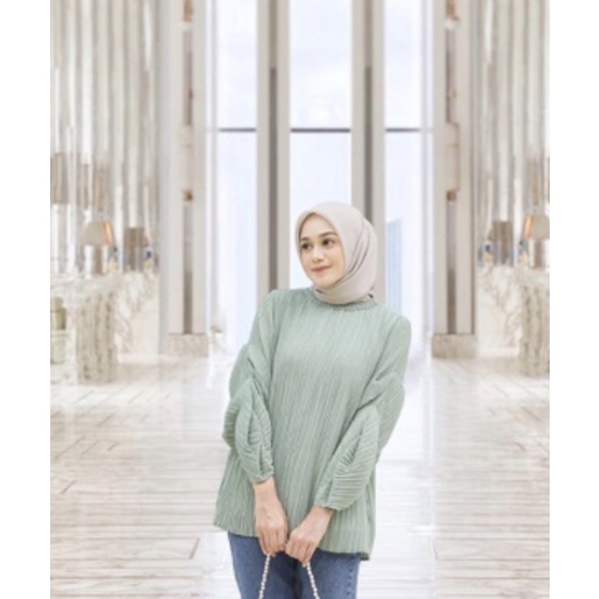 [NEW] Vanilla Hijab Pleats Blouse Sage