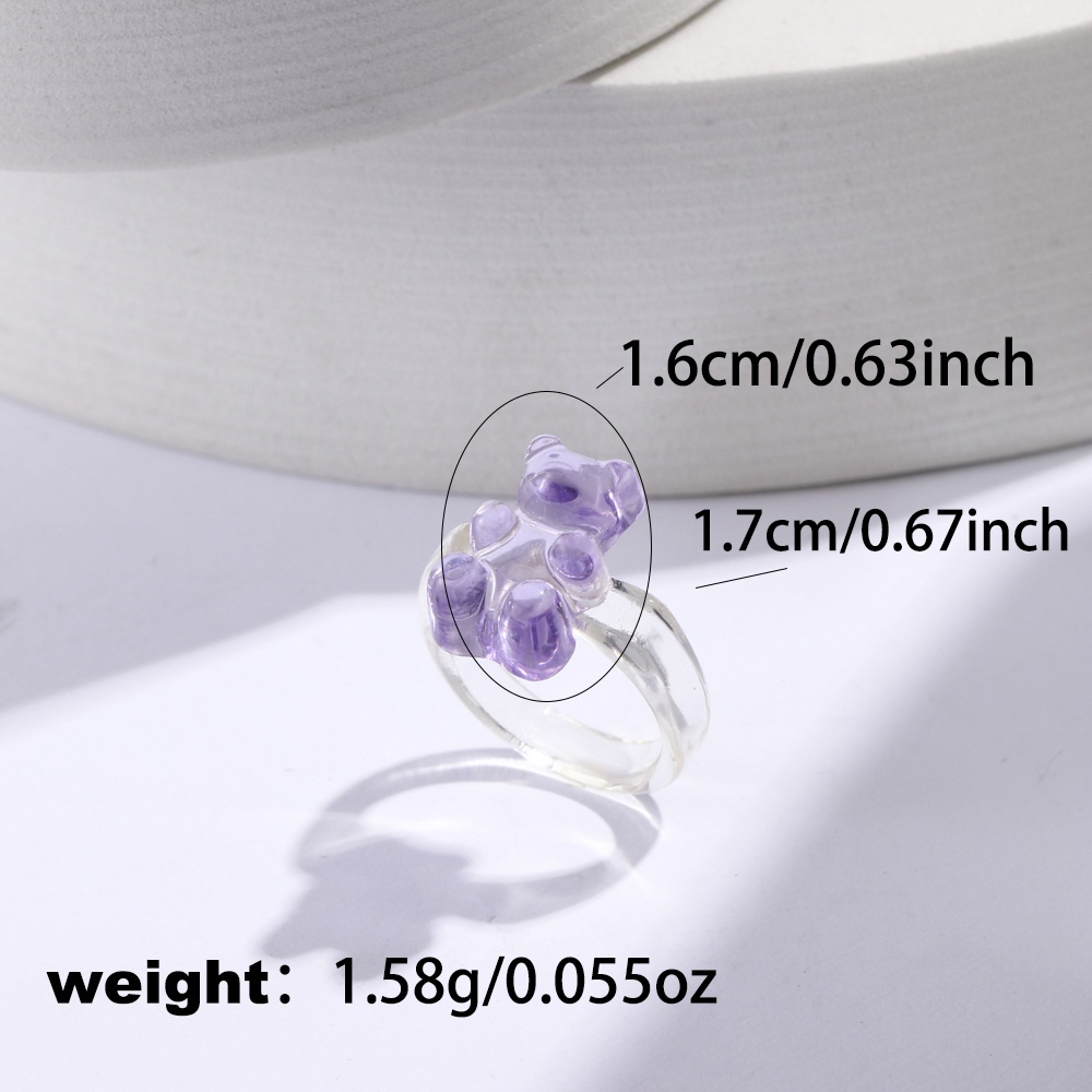 Needway  Cincin Ibu Jari Desain Beruang Bahan Resin Transparan Hias Kristal Multi Warna 2021 Untuk Wanita