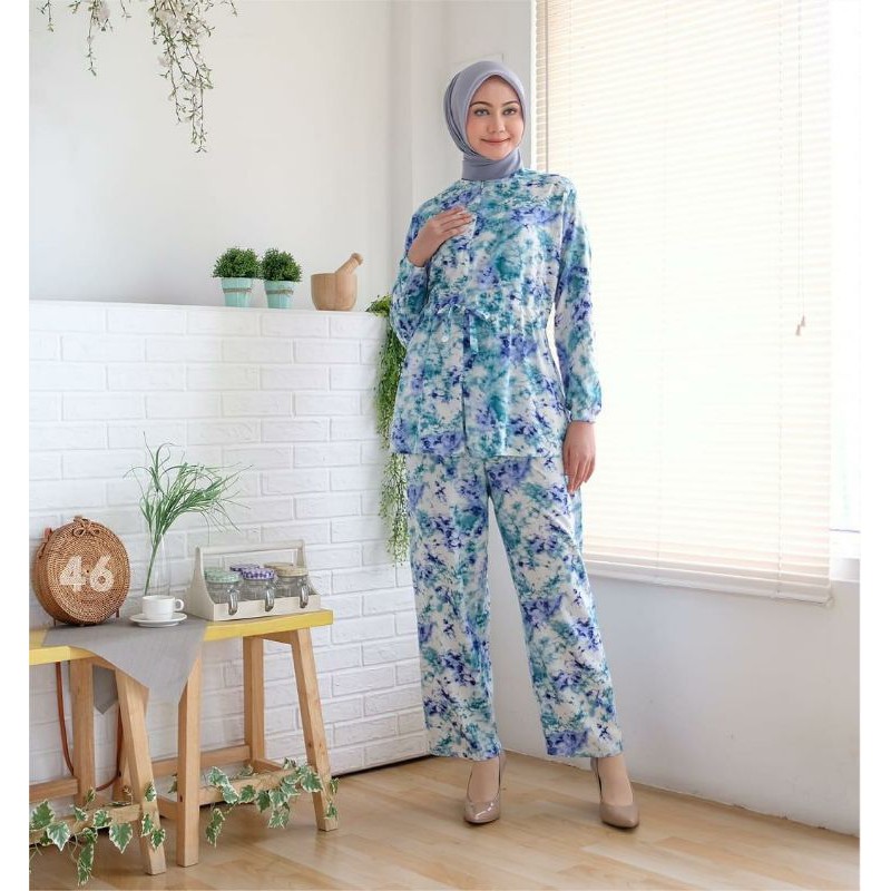 RUBY SET BLUE RAYON PAJAMAS
