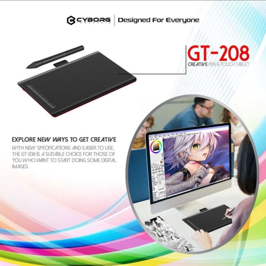 Cyborg Graphic Tablet / Drawing Pad GT-208 support Android &amp; Windows