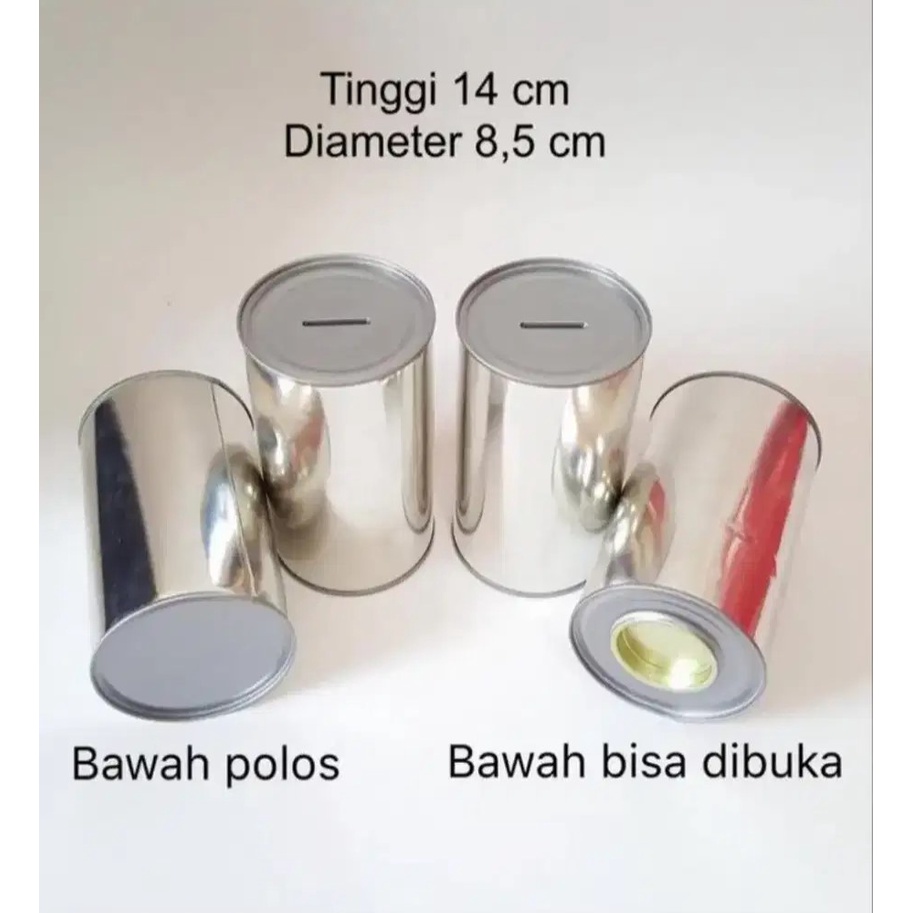 Celengan Kaleng Polos TANPA STIKER ukuran sedang Buka Tutup dan Permanen