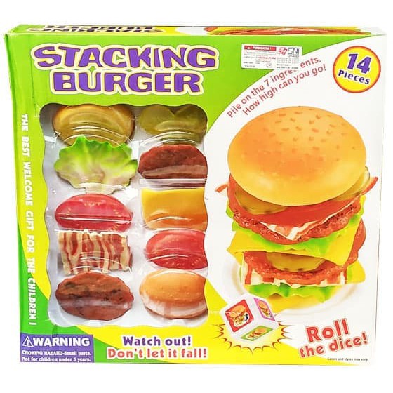 D'BEST -  MAINAN SUSUN BURGER SEPERTI UNO STACKO STACKING BURGER