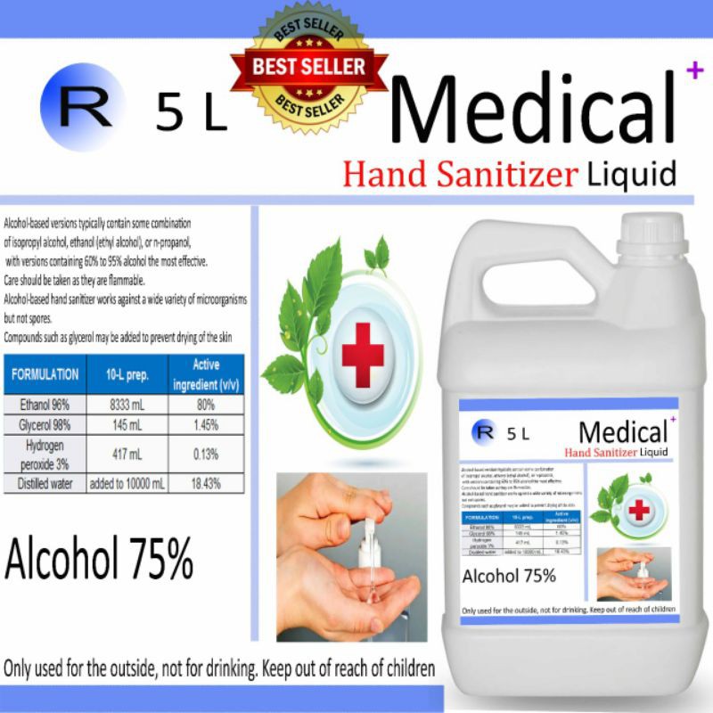hand sanitizer 5 liter cair medical antiseptic all varian aroma alkohol 70-75%
