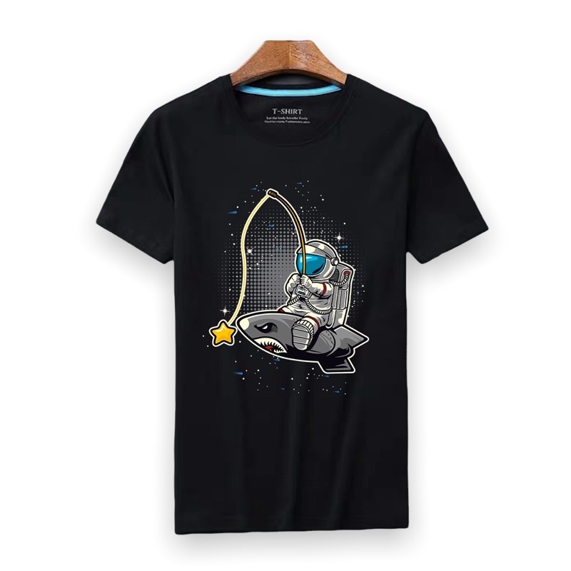 Lilipop Kaos Tshirt Astronot Pria Unisex Baju Distro Basic Lengan Pendek Kasual