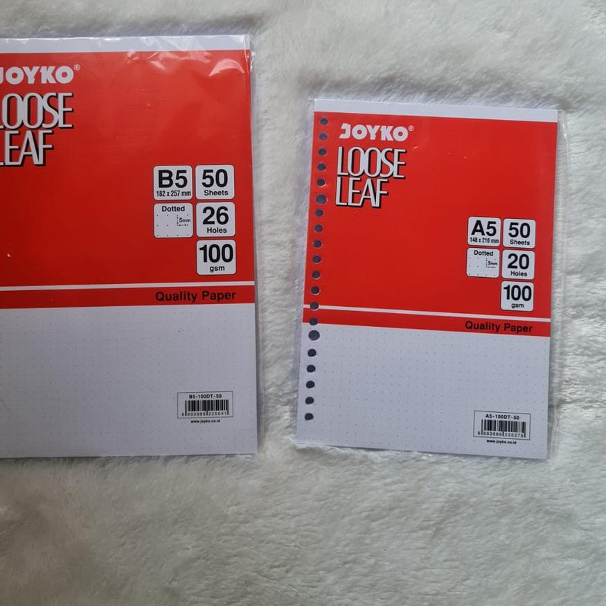 

Bisa COD KERTAS LOOSE LEAF JOYKO DOTTED 100gsm 50 LEMBAR, A5 & B5