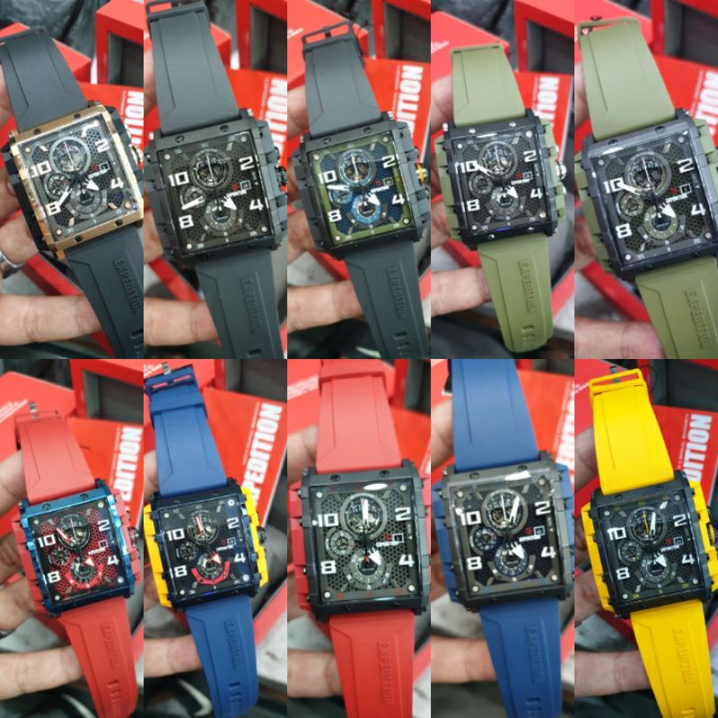 Jam Tangan Expedition 6757 E 6757 Men tali Karet Mesin Baterai Original garansi 1thnl