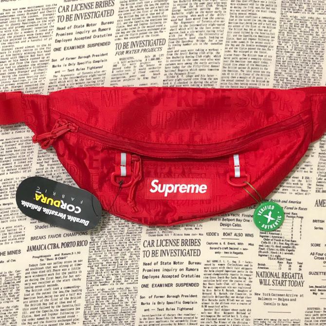 RESPON CEPAT WAISTBAG PRIA IMPORT~ SUPREME WAIST BAG SS19 RED SALE