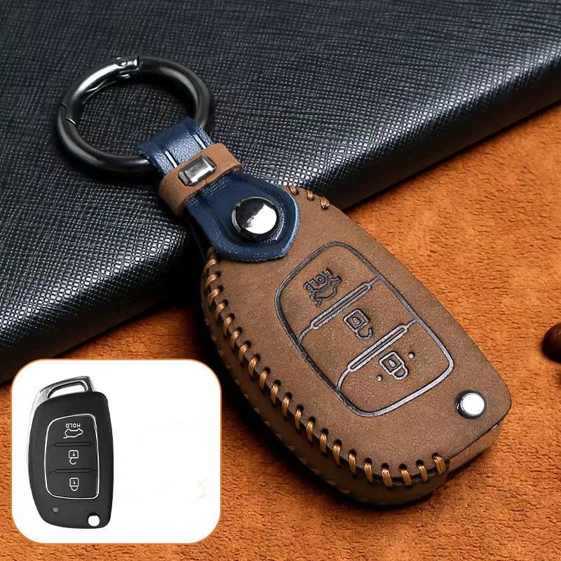 Casing Kunci Mobil Keyless Bahan Kulit Untuk Hyundai Ioniq hybrid Elantra Tucson Reina Santa Feen