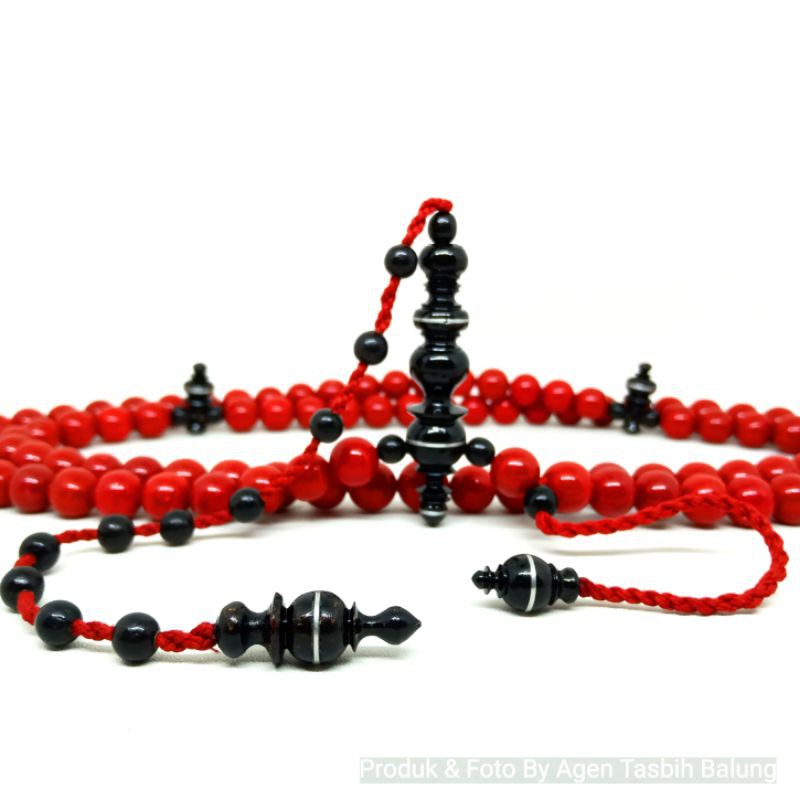 Tasbih Batu Marjan Merah Red Coral Super Kepala Yuser Akar Bahar Asli Dan Alami 100% ORIGINAL