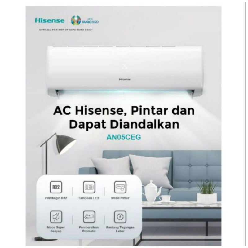 AC HISENSE 2 PK AN18CDG HEMAT ENERGI LOW VOLTAGE + INSTALASI PEMASANGAN