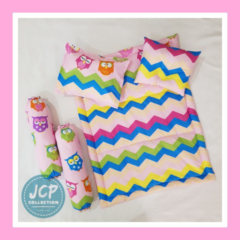 Baby Bedding Set Bedcover Bantal Guling Bayi Bahan Katun Kualitas Premium JCP - MOTIF ZIGGY OWL