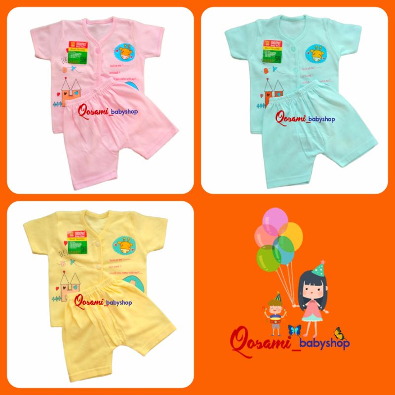 BABIFUN Setelan KANCING Pendek Newborn 0 - 3 Bulan SNI