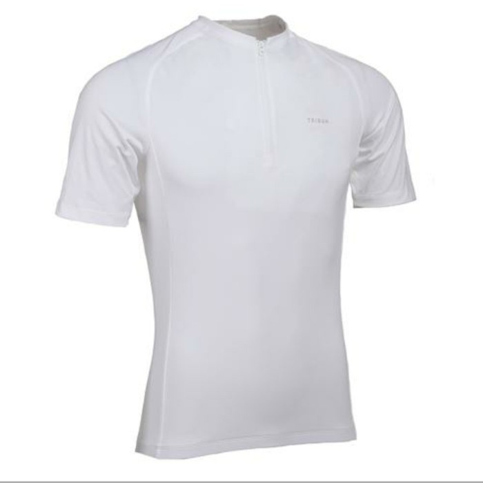 Jersey Sepeda BTWIN Triban Essential Pria-White Putih - Hitam, XS