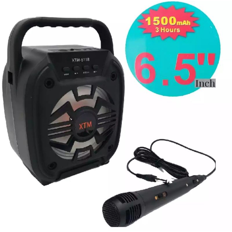 SPEAKER WIRELESS BLUETOOTH SUBWOOFER 6,5INC FREE MIC KARAOKE RADIO FM/SALON PORTABLE SUPER BASS LED