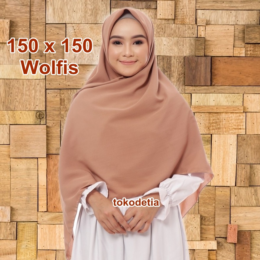 TERMURAH Jilbab Segi Empat 150 x 150 / Jilbab Jumbo Wolfis Syari 150 x 150