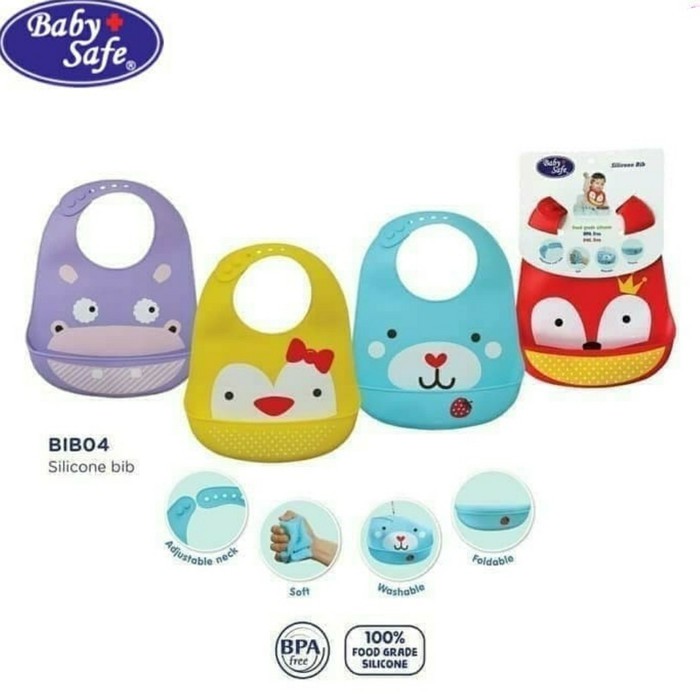 BABYSAFE Silicone Bibs Slabber Makan Bayi Silikon Baby Safe Celemek