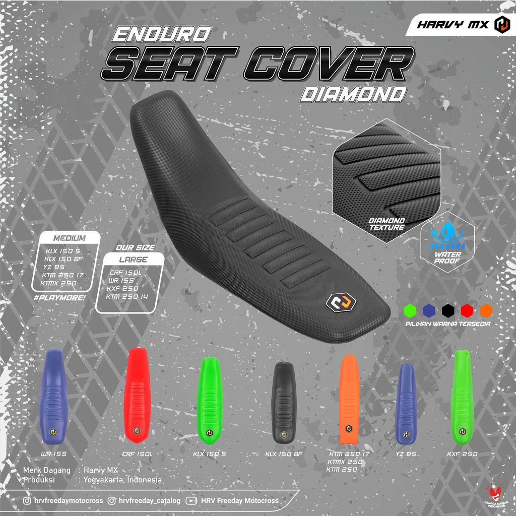 Seat Cover Sarung Kulit Jok HRV Enduro Supermoto TYPE DIAMOND CRF 150L KLX 150 S BIGFOOT KTM 250 YZ 85 KZF 250 WR 155