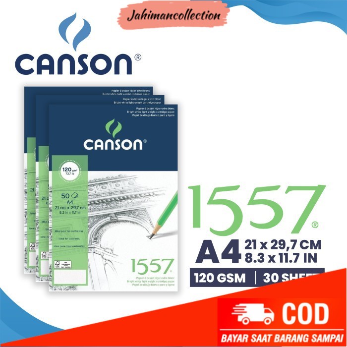 

✨ BISA COD ✨ Kertas Gambar Canson 1557 Extra White A4 120gsm
