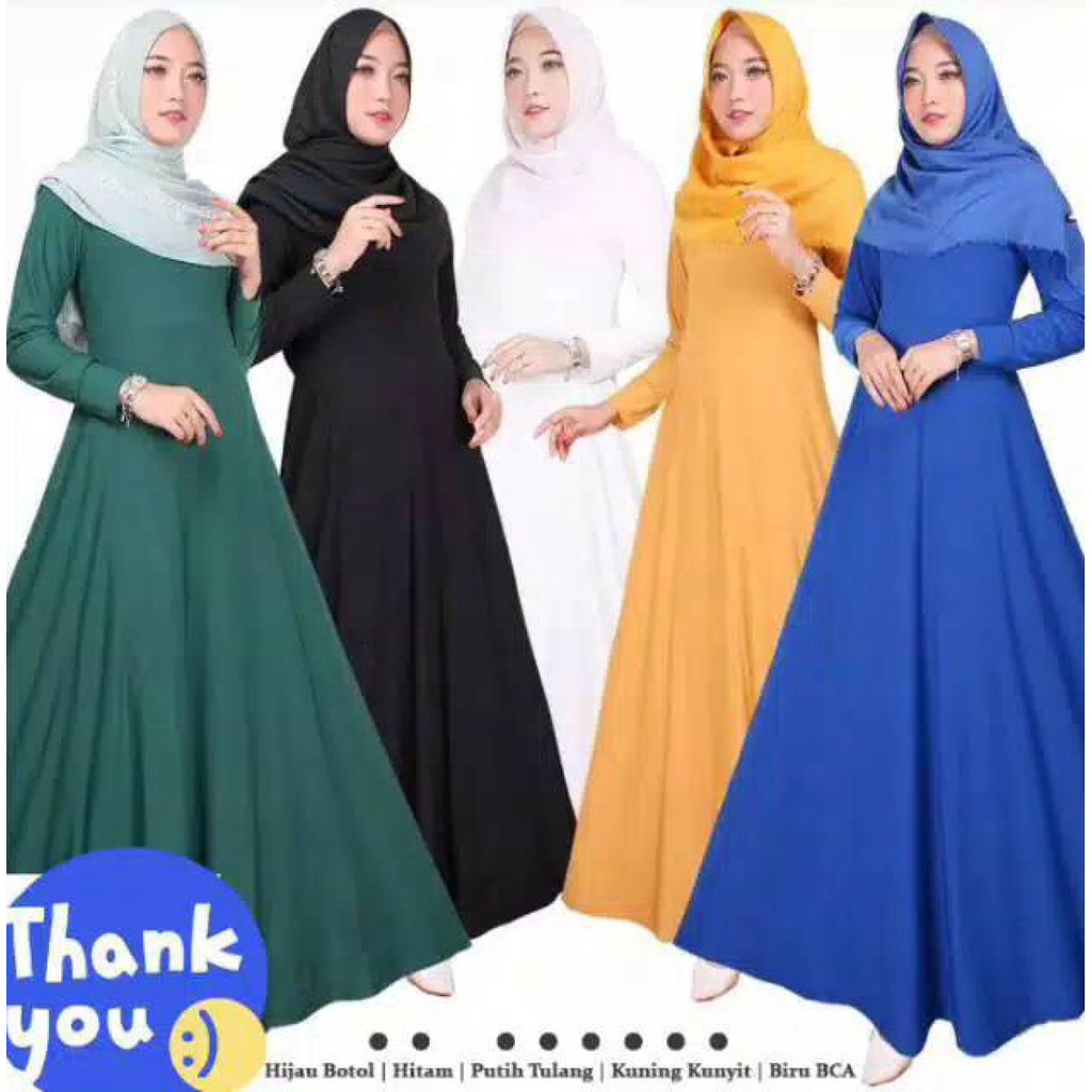 GAMIS JERSEY LENGAN PANJANG, GAMIS BAHAN PREMIUM