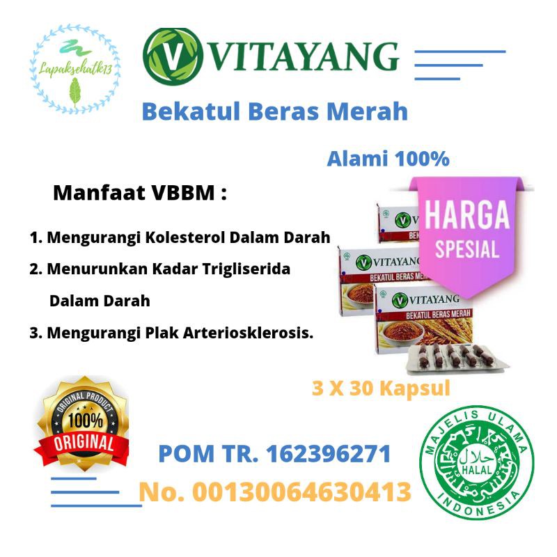 

Vitayang Bekatul Beras Merah Obat Herbal Mengurangi Lemak Dan Kolesterol Dalam Darah 3 Box KK Indonesia