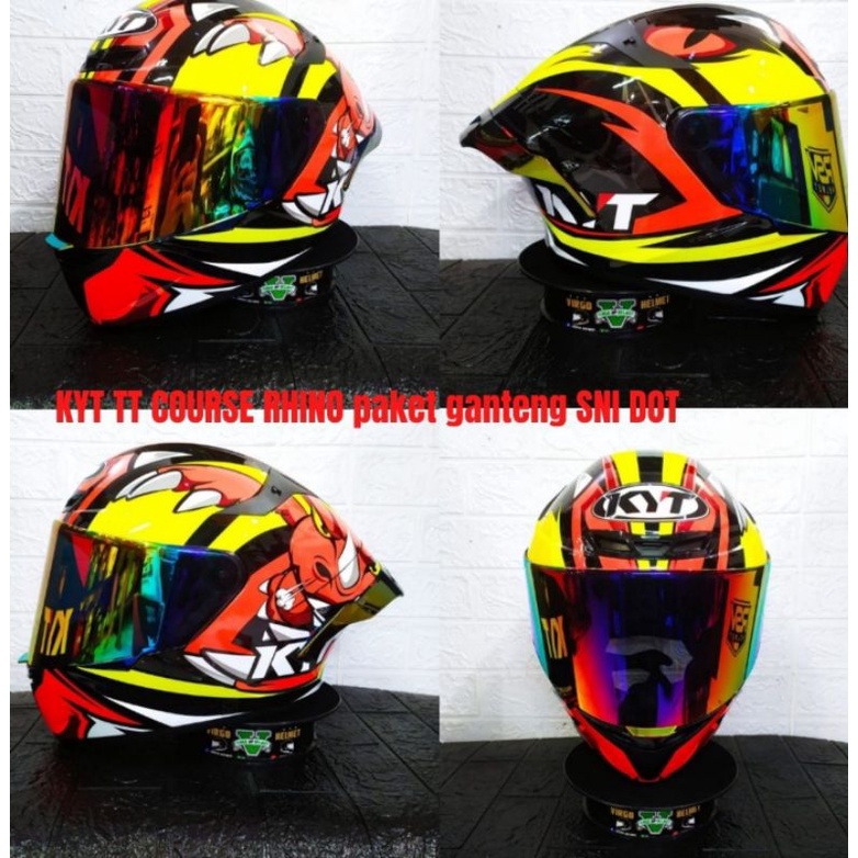 KYT HELM TT COURSE RHINO PAKET GANTENG SNI DOT MOTIF TERBARU{Ongkir termurah 2 kg}