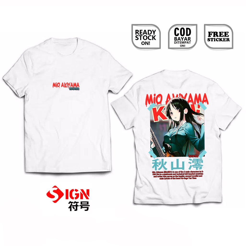 KAOS MIO AKIYAMA K-ON HO KAGO TEA TIME YOKO HIKASA MIO SENPAI CHAN WAIFU ANIME MANGA YUI HIRASAWA AZUSA NAKANO TSUMUGI KOTOBUKI RITSU TAINAKA BAJU JEPANG JAPAN CULTURE WIBU OTAKU COSPLAY - SIGN CLOTH