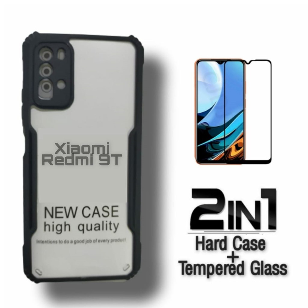 PROMO Hard case Xiaomi Redmi 9T Fusion Shockproof Armor Transparan FREE Tempered Glass Full Cover