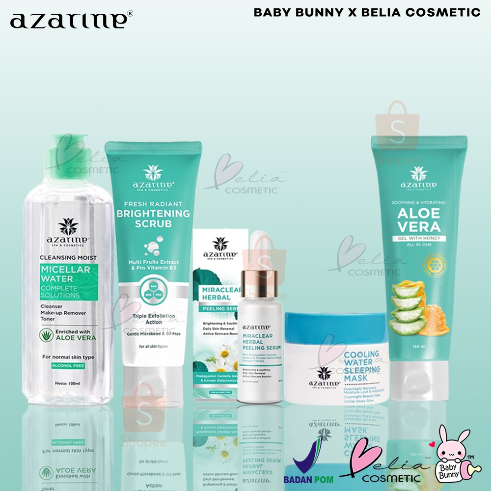 ❤ BELIA ❤ AZARINE Herbal Essential Glass Skin Goal Sleeping Mask, Peeling Serum, Aloe Vera (✔️BPOM)