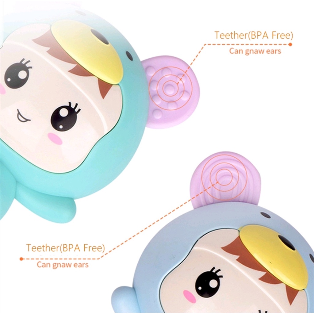 MAINAN BAYI TONGKAT GENGGAM RATTLE + TEETHER + MUSIK + LAMPU KELAP KELIP MAINAN GENGGAM - BD