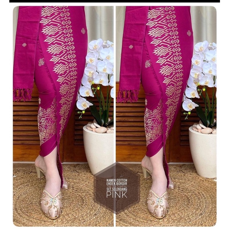 KAMEN ENDEK TRETES TUMPAL SET SELENDANG BORDIR PREMIUM