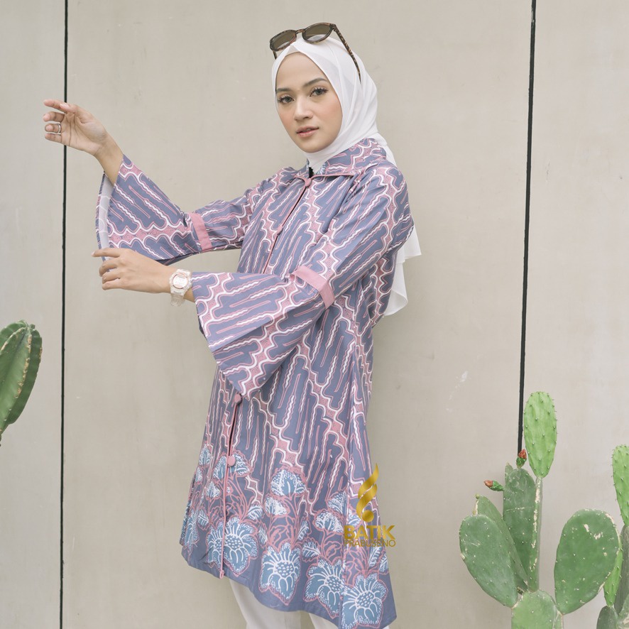 BAJU KEMEJA BATIK WANITA Prabuseno - Sabrina Tunik Batik Wanita Lengan Panjang