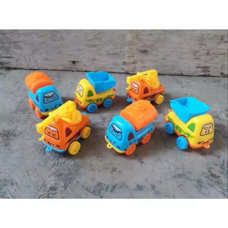 Set 6 pcs Pullback Mainan Mobil Cartoon Truck Conctruction