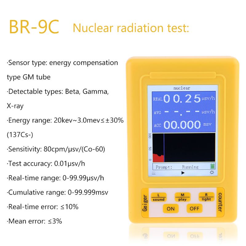 Mary BR-9C 2in1 Alat Detektor Radiasi Nuklir EMF Meter Elektromagnetik Handheld Portable