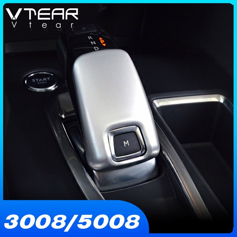 Vtear For Peugeot 3008 5008/GT Car Gear Head Trim Cover frame Interior Mouldings ABS chrome