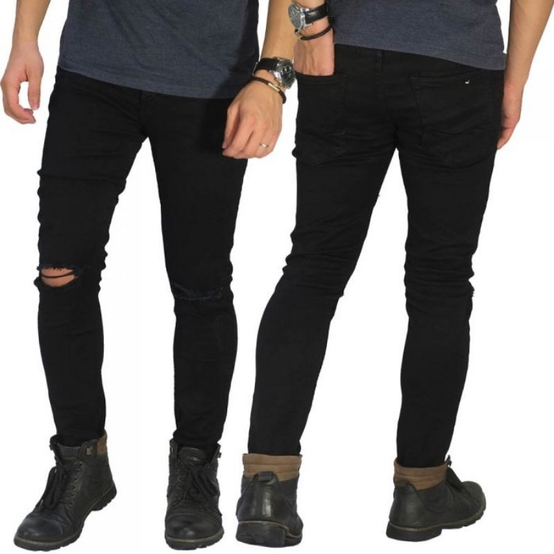 CELANA JEANS ARIEL NOAH RIPPED ON KNEE BASIC BLACK