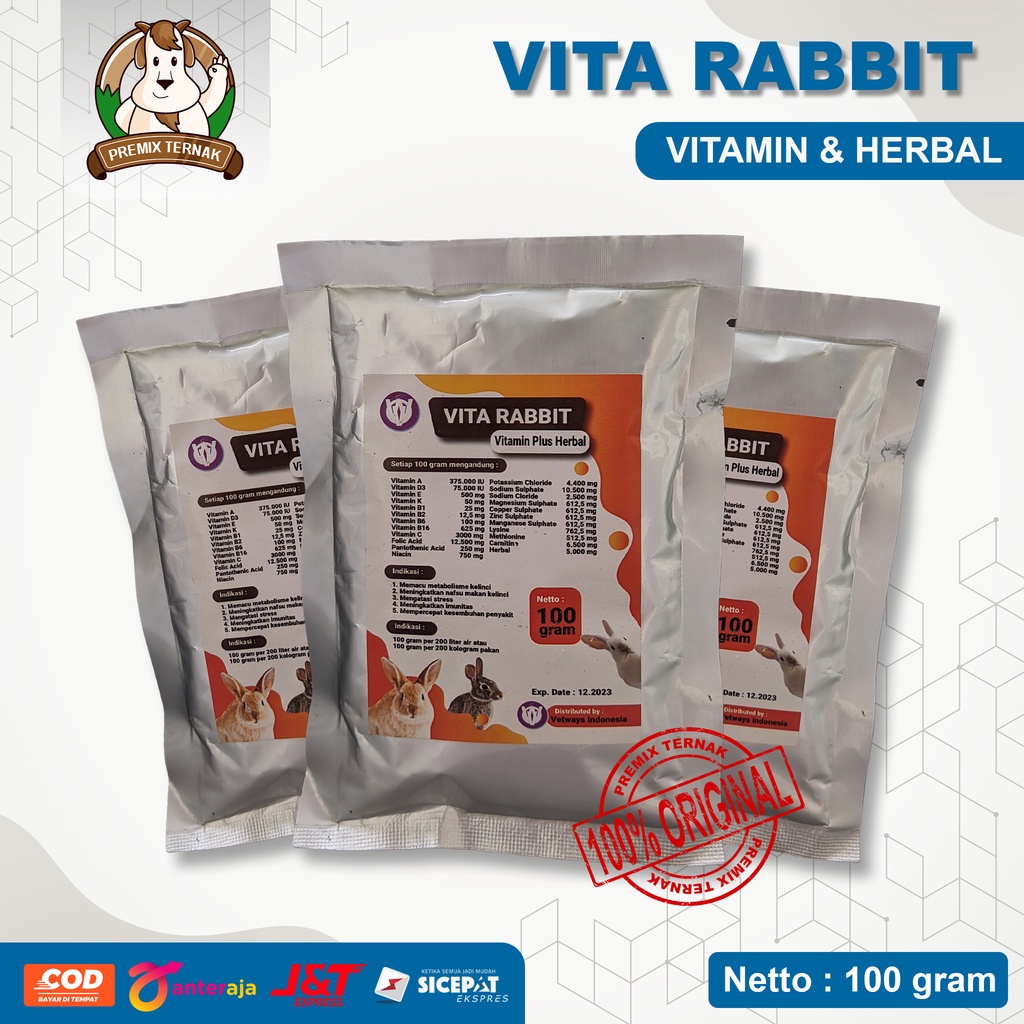 VITA RABBIT | VITAMIN PLUS HERBAL UNTUK KELINCI 100gr