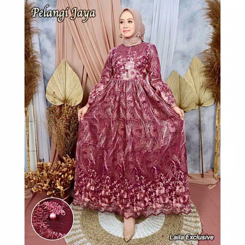 FASHION MUSLIM / Gamis pesta / Gamis laila exclusive / By pelangi jaya