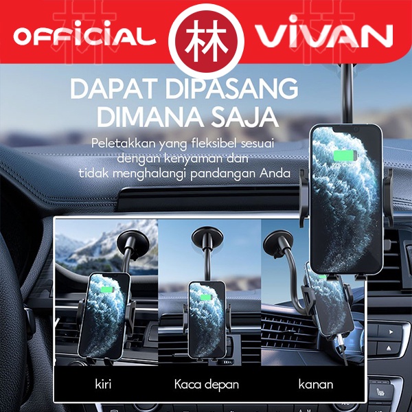 VIVAN Car Holder CHS11 Rotasi 360° Smart Lock Untuk 4.0-6.5 Inch