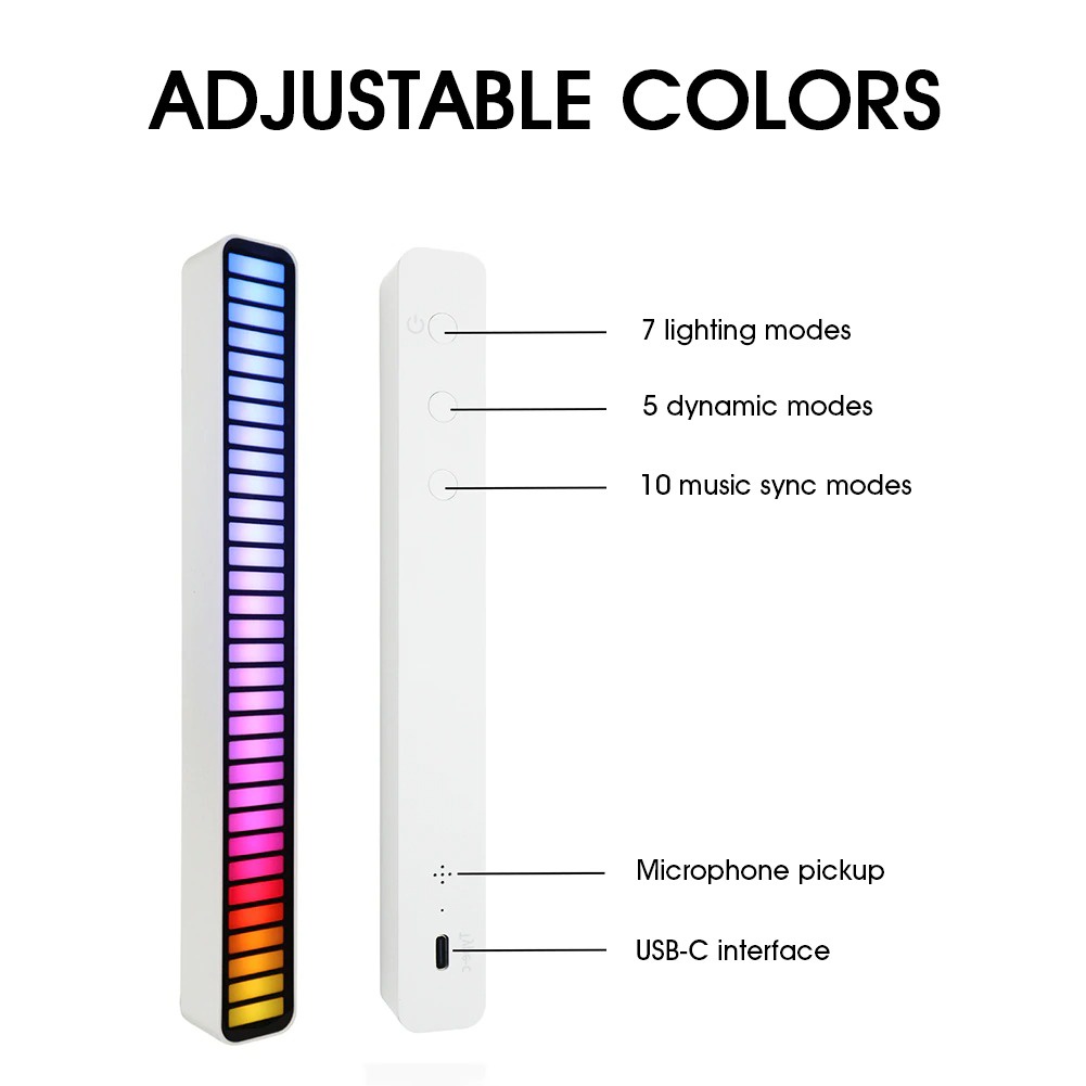 LED Bar RGB Voice Activated Music 32LED Lampu LED Strip